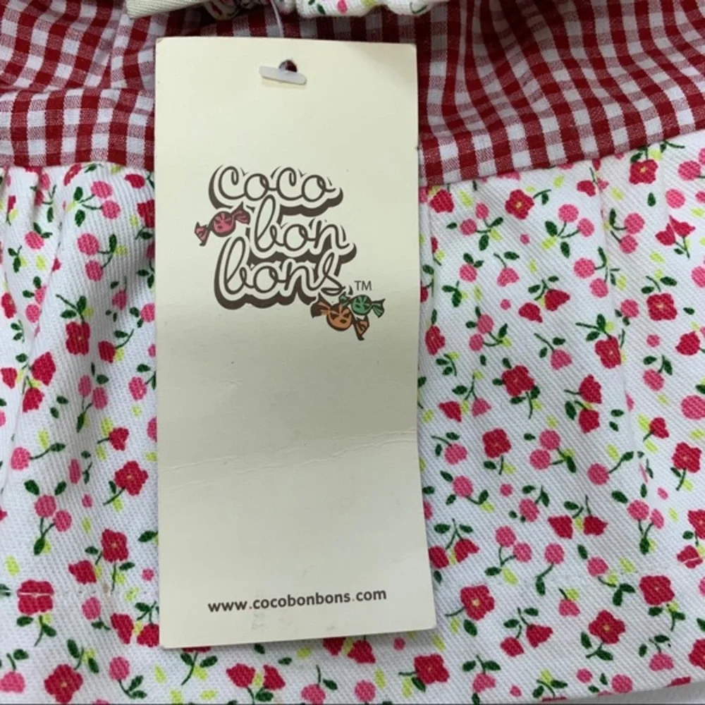 NWT Coco Bonbons Tiered Gingham Floral Skirt 2 2T